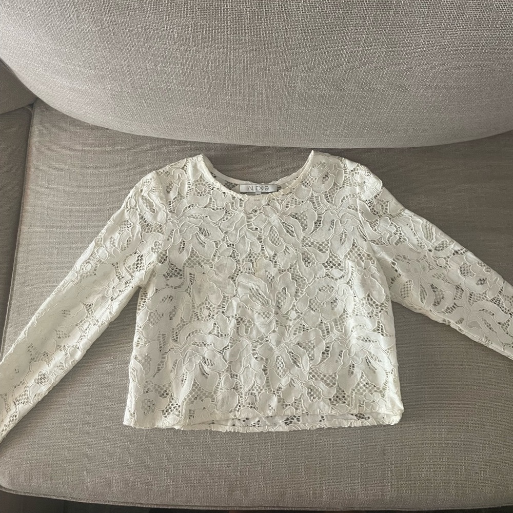 Alexis white lace crochet long sleeve shirt